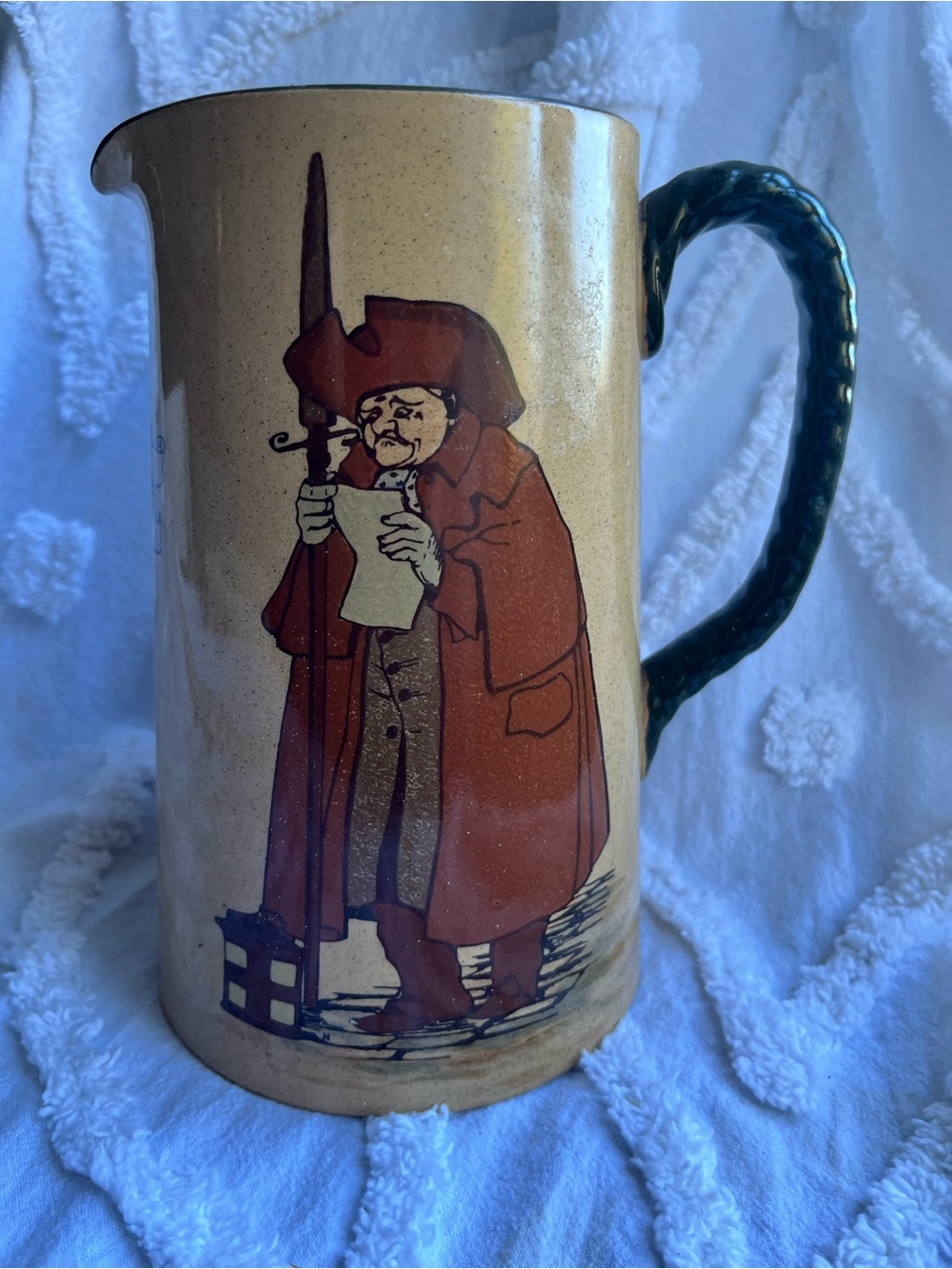 Antique Royal Doulton Night Watchman Pitcher, Tudor/Breda Shape